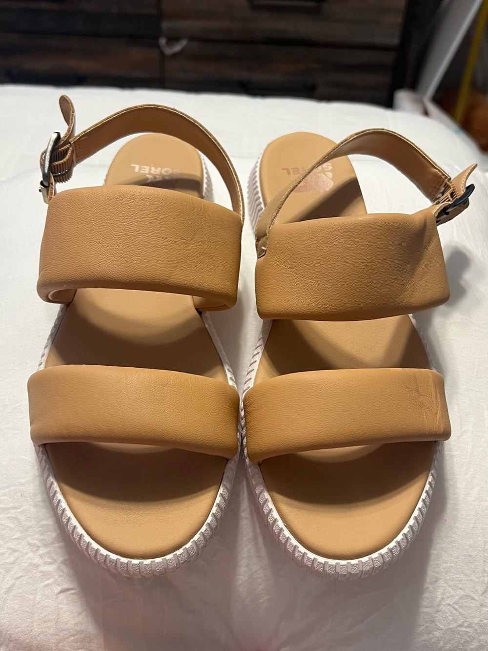 Sorel ONA Streetworks Go-To slingback sandals in the "Honest Beige/Sea Salt"